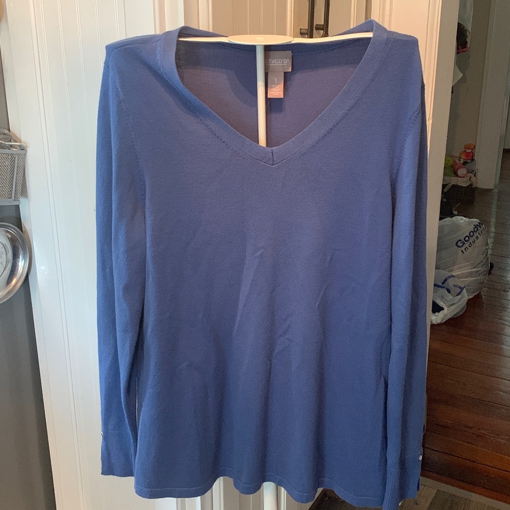 Chicos v beck sweater with Rhinestone cuffs. Worn a few times.